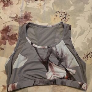 Fabletics Gray Floral Sports Bra